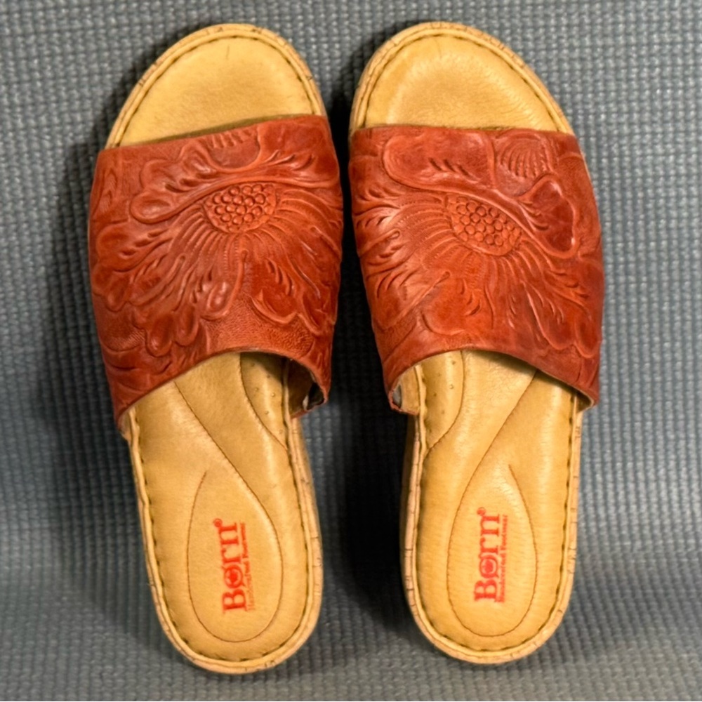 Born Red Leather Slide Sandals - Picture 5 of 9